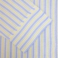 Grenouille Ladies 3/4 Sleeve Yellow & Blue Stripe Seersucker Shirt