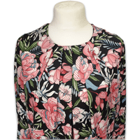 Grenouille Ladies Black and Pink Floral Pleat Neck Satin Blouse