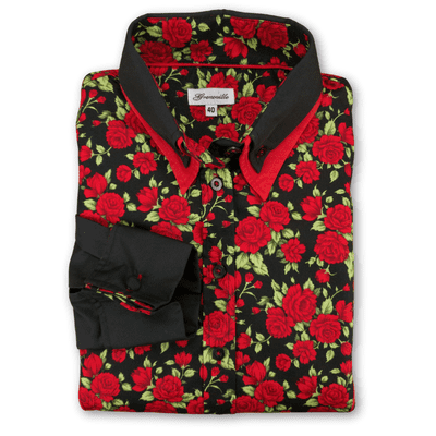 Grenouille Ladies Black & Red Rose Western Shirt