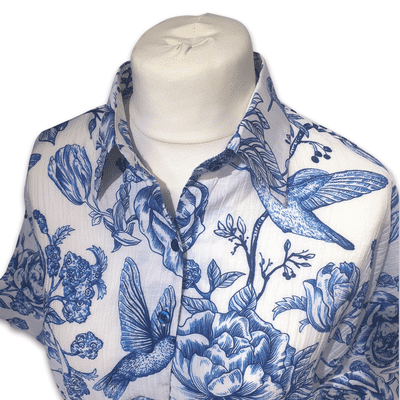 Grenouille Ladies Blue Humming Bird Print Batwing Top