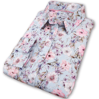 Grenouille Ladies Blue with Pink & White Flower Print Shirt