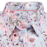 Grenouille Ladies Blue with Pink & White Flower Print Shirt