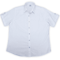 Grenouille Ladies Cap Sleeve Blue and White Stripe Seersucker Shirt