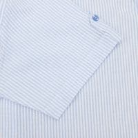 Grenouille Ladies Cap Sleeve Blue and White Stripe Seersucker Shirt