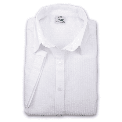 Grenouille Ladies Cap Sleeve Bright White Stripe Seersucker Shirt