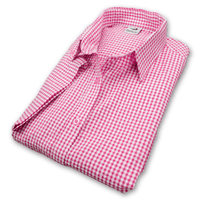 Grenouille Ladies Cap Sleeve Dark Pink and White Gingham Check Seersucker Shirt