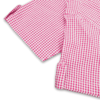 Grenouille Ladies Cap Sleeve Dark Pink and White Gingham Check Seersucker Shirt