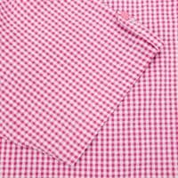 Grenouille Ladies Cap Sleeve Dark Pink and White Gingham Check Seersucker Shirt