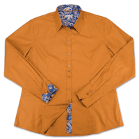 Grenouille Ladies Dark Gold Oxford Shirt with Paisley Accents