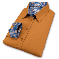 Grenouille Ladies Dark Gold Oxford Shirt with Paisley Accents