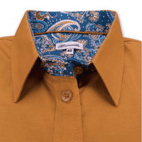 Grenouille Ladies Dark Gold Oxford Shirt with Paisley Accents