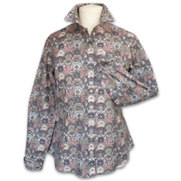 Grenouille Ladies Long Sleeve Art Nouveau Style Print Cotton Shirt
