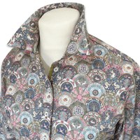 Grenouille Ladies Long Sleeve Art Nouveau Style Print Cotton Shirt