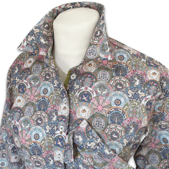 Grenouille Ladies Long Sleeve Art Nouveau Style Print Cotton Shirt