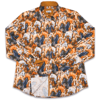 Grenouille Ladies Long Sleeve Beige & Brown Horse Print Shirt