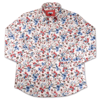 Grenouille Ladies Long Sleeve Blue and Red Wildflower Print Shirt