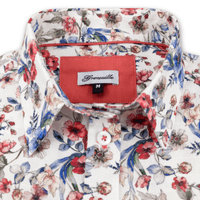 Grenouille Ladies Long Sleeve Blue and Red Wildflower Print Shirt