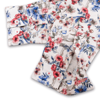 Grenouille Ladies Long Sleeve Blue and Red Wildflower Print Shirt