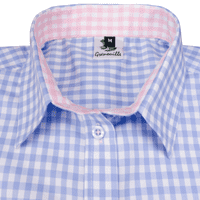 Grenouille Ladies Long Sleeve Blue Check Easy Care Cotton Shirt