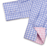 Grenouille Ladies Long Sleeve Blue Check Easy Care Cotton Shirt