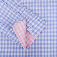 Grenouille Ladies Long Sleeve Blue Check Easy Care Cotton Shirt