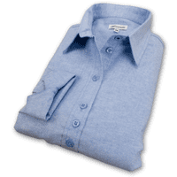 Grenouille Ladies Long Sleeve Blue Cotton Oxford Shirt