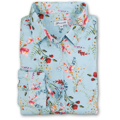 Grenouille Ladies Long Sleeve Blue Floral Blouse