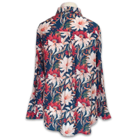 Grenouille Ladies Long Sleeve Blue & Peach Floral Print Blouse