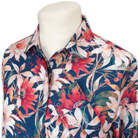 Grenouille Ladies Long Sleeve Blue & Peach Floral Print Blouse