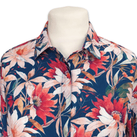Grenouille Ladies Long Sleeve Blue & Peach Floral Print Blouse