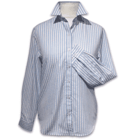 Grenouille Ladies Long Sleeve Blue & Pink Stripe Seersucker Shirt