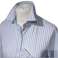 Grenouille Ladies Long Sleeve Blue & Pink Stripe Seersucker Shirt