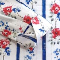 Grenouille Ladies Long Sleeve Blue & Red Floral Striped Cotton Shirt