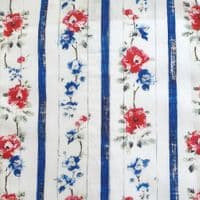 Grenouille Ladies Long Sleeve Blue & Red Floral Striped Cotton Shirt