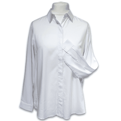 Grenouille Ladies Long Sleeve Bright White Rayon Blouse