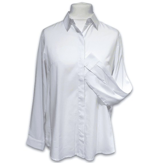 Grenouille Ladies Long Sleeve Bright White Rayon Blouse