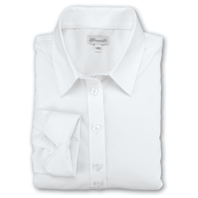 Grenouille Ladies Long Sleeve Bright White Stretch Cotton Shirt