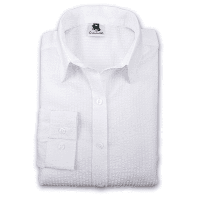 Grenouille Ladies Long Sleeve Bright White Stripe Seersucker Shirt