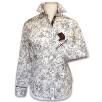 Grenouille Ladies Long Sleeve Brown Countryside Sketch Print Cotton Shirt