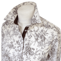 Grenouille Ladies Long Sleeve Brown Countryside Sketch Print Cotton Shirt