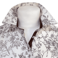 Grenouille Ladies Long Sleeve Brown Countryside Sketch Print Cotton Shirt