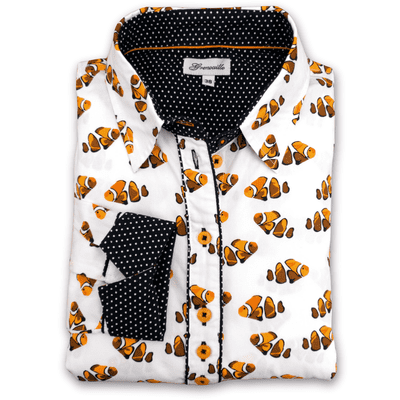 Grenouille Ladies Long Sleeve Clown Fish Print Shirt