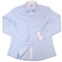 Grenouille Ladies Long Sleeve Easy Care Blue Stripe Shaped Fit Shirt