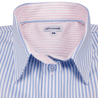 Grenouille Ladies Long Sleeve Easy Care Blue Stripe Shaped Fit Shirt