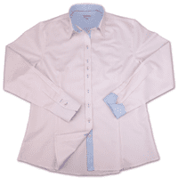 Grenouille Ladies Long Sleeve Easy Care Pink Stripe Shaped Fit Shirt