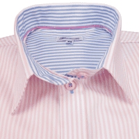 Grenouille Ladies Long Sleeve Easy Care Pink Stripe Shaped Fit Shirt