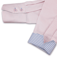 Grenouille Ladies Long Sleeve Easy Care Pink Stripe Shaped Fit Shirt