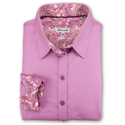 Grenouille Ladies Long Sleeve Lavender Pink Shirt with Pink Paisley Details