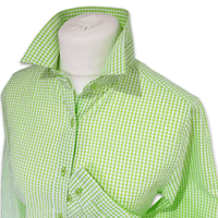Grenouille Ladies Long Sleeve Lime Green Gingham Seersucker Shirt