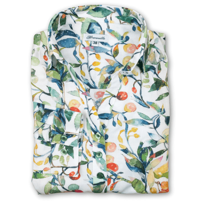 Grenouille Ladies Long Sleeve Mediterranean Olive Grove Print Blouse